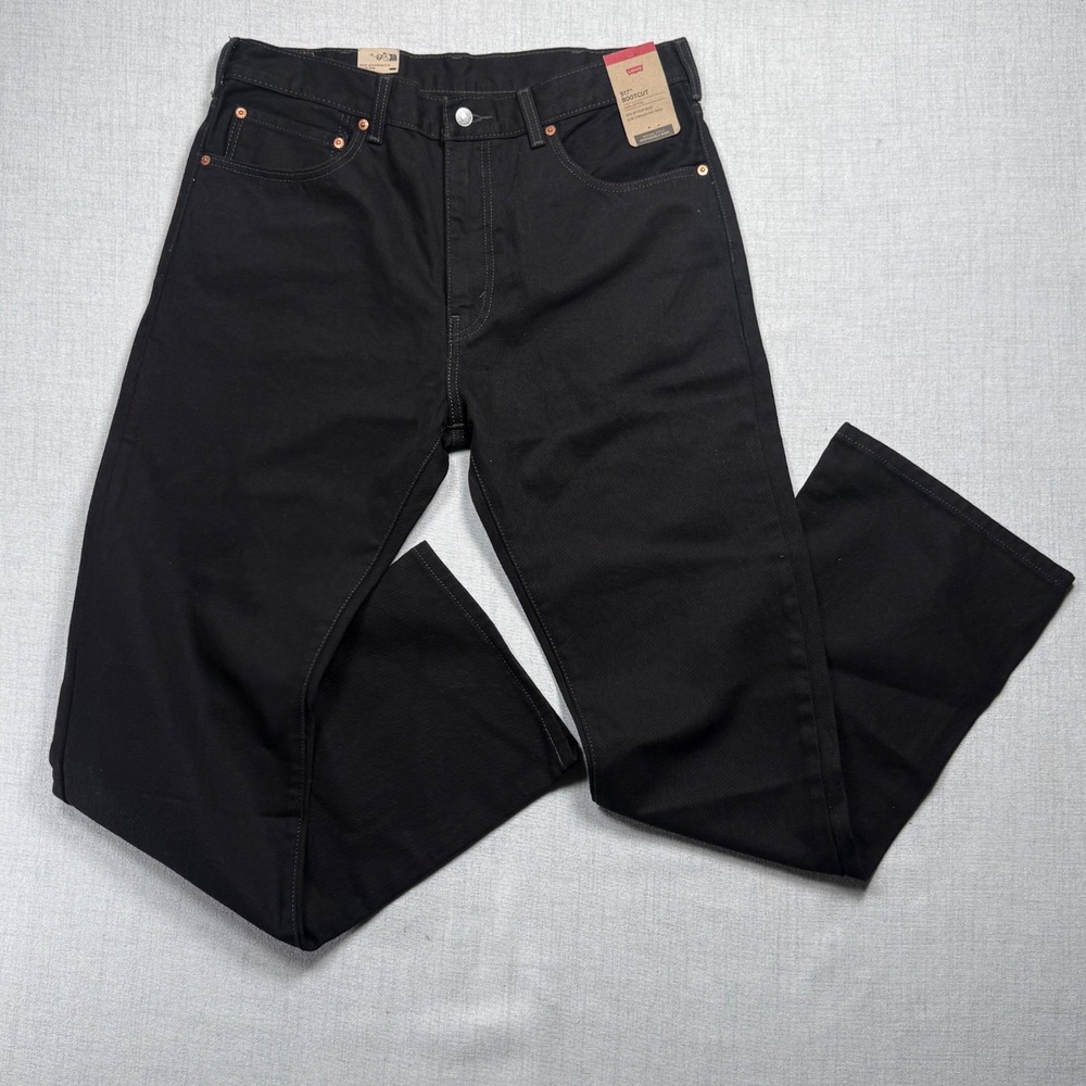 NWT Levi's 517 Bootcut Jeans Black Denim Cotton 5-Pocket Mid-Rise Size 36x34